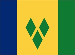[ai] The flag of Saint Vincent and the Grenadines featuring a central yellow field with three green diamonds arranged in a V shape, bordered by blue on the left and green on the right.